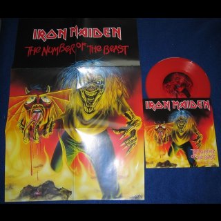 IRON MAIDEN- The Number Of The Beast LIM. RED VINYL 7" VINYL SINGLE +poster